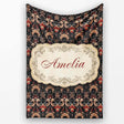 Luxury Black Red Gold Ornate Baroque Damask Seamless Pattern Name  Personalised Custom Name Super Soft Fleece Blanket Bed Sofa Throw