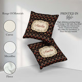 Custom Name Luxury Black Red Gold Ornate Baroque Damask Seamless Square Filled Cushion Throw Pillow Sofa Bed Home Decor Zip Washable UK Made