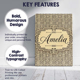 Personalised Name Beige Brown Abstract Custom  Modern Room Accent Elegant Feature Canvas Wall Art Print Decor Picture Ready to Hang