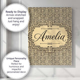 Personalised Name Beige Brown Abstract Custom  Modern Room Accent Elegant Feature Canvas Wall Art Print Decor Picture Ready to Hang