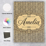 Personalised Name Beige Brown Abstract Custom  Modern Room Accent Elegant Feature Canvas Wall Art Print Decor Picture Ready to Hang