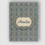 Personalised Name Blue Cream Interlocking Custom  Unique Gift Idea Elegant Feature Canvas Wall Art Print Decor Picture Ready to Hang