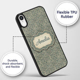 Muted Teal Beige Tribal Geometric Maze Seamless Custom Name Protective Phone Case Mobile Cover Durable Everyday Smartphone Shock Resistant