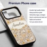 Soft Yellow White Floral Ditsy Seamless Pattern Custom Name Protective Phone Case Mobile Cover Durable Everyday Smartphone Shock Resistant