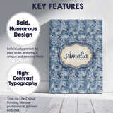 Personalised Name Blue Watercolour Abstract Custom  Bespoke Interior Contemporary Canvas Wall Art Print Decor Picture Ready to Hang