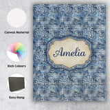 Personalised Name Blue Watercolour Abstract Custom  Bespoke Interior Contemporary Canvas Wall Art Print Decor Picture Ready to Hang