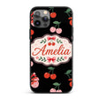 Cute Cherry Fruit Cream Neutral Printed Design Custom Name Protective Phone Case Mobile Cover Durable Everyday Smartphone Shock Resistant