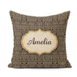 Custom Name Black Beige Red Geometric Maze Seamless Pattern Name Square Filled Cushion Throw Pillow Sofa Bed Home Decor Zip Washable UK Made