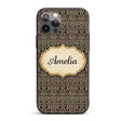 Black Beige Red Tribal Geometric Maze Seamless Custom Name Protective Phone Case Mobile Cover Durable Everyday Smartphone Shock Resistant