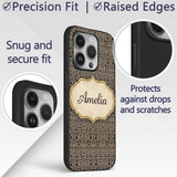 Black Beige Red Tribal Geometric Maze Seamless Custom Name Protective Phone Case Mobile Cover Durable Everyday Smartphone Shock Resistant