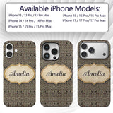 Black Beige Red Tribal Geometric Maze Seamless Custom Name Protective Phone Case Mobile Cover Durable Everyday Smartphone Shock Resistant