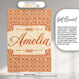 Orange Cream Abstract Maze Geometric Seamless Pattern Name Cute  Personalised Custom Name Super Soft Fleece Blanket Bed Sofa Throw