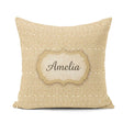 Custom Name Soft Beige Gold Minimal Greek Key Seamless Name Cute Square Filled Cushion Throw Pillow Sofa Bed Home Decor Zip Washable UK Made