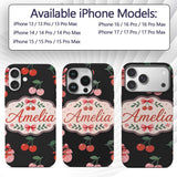Cute Cherry Fruit Cream Neutral Printed Design Custom Name Protective Phone Case Mobile Cover Durable Everyday Smartphone Shock Resistant