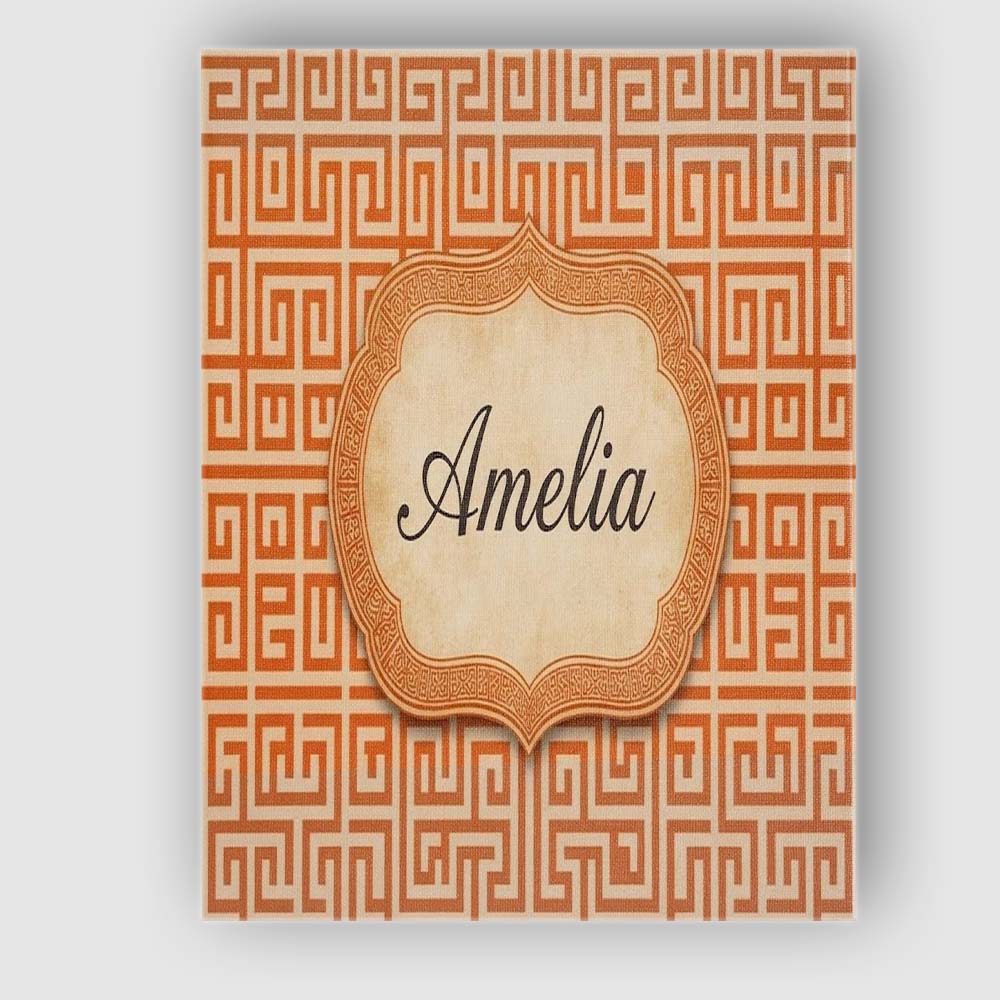 Personalised Name Warm Orange Beige Fine Custom  Unique Gift Idea Elegant Feature Canvas Wall Art Print Decor Picture Ready to Hang
