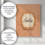 Personalised Name Warm Orange Beige Fine Custom  Unique Gift Idea Elegant Feature Canvas Wall Art Print Decor Picture Ready to Hang