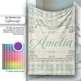 Soft Aqua Grey Square Tribal Geometric Seamless Pattern Name Cute  Personalised Custom Name Super Soft Fleece Blanket Bed Sofa Throw
