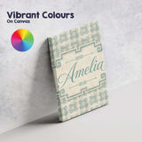 Personalised Name Soft Aqua Grey Square Custom  Modern Room Accent Elegant Feature Canvas Wall Art Print Decor Picture Ready to Hang