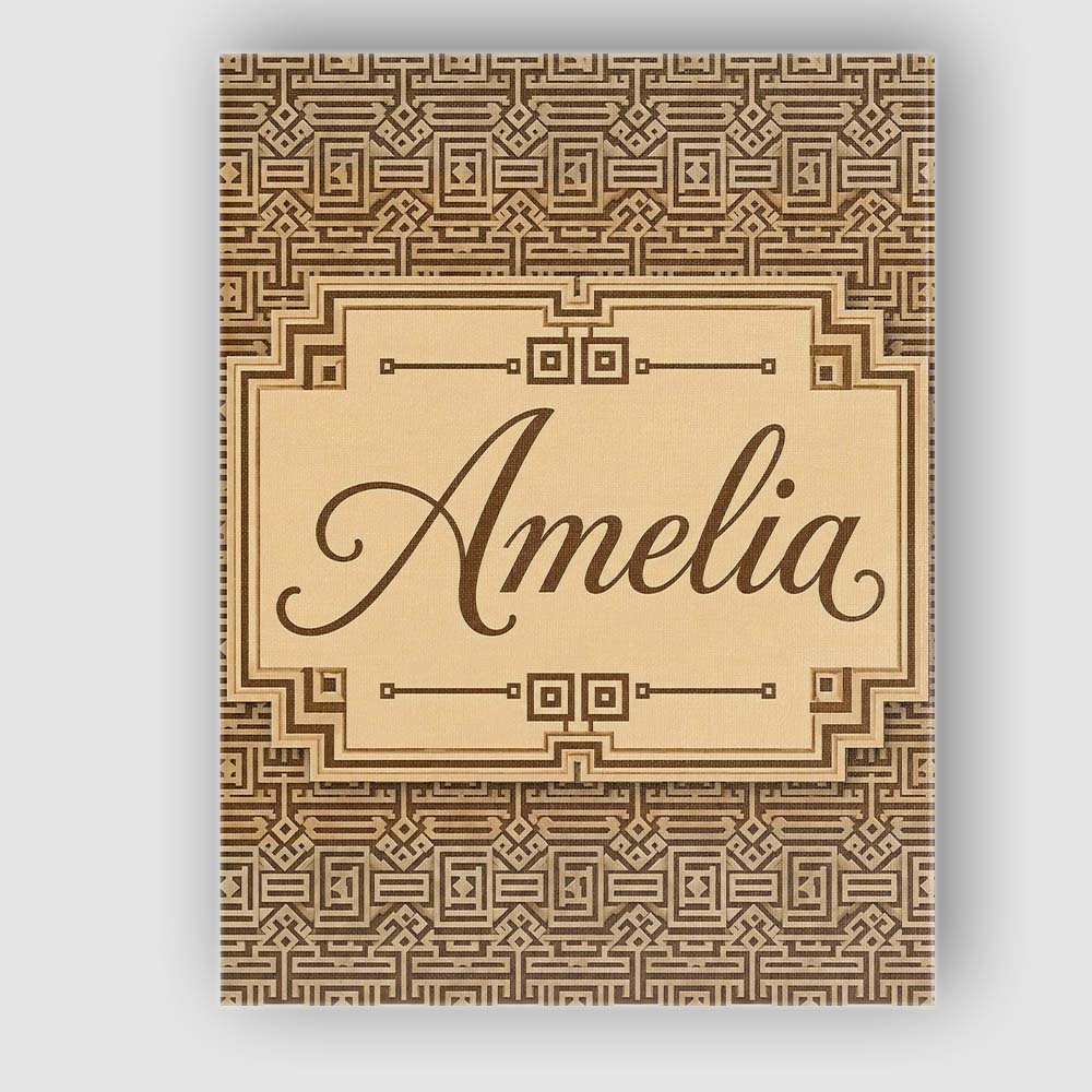 Personalised Name Brown Beige Layered Custom Modern Room Accent Creative Decorator Style Canvas Wall Art Print Decor Picture Ready to Hang