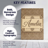 Personalised Name Brown Beige Layered Custom Modern Room Accent Creative Decorator Style Canvas Wall Art Print Decor Picture Ready to Hang