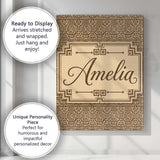 Personalised Name Brown Beige Layered Custom Modern Room Accent Creative Decorator Style Canvas Wall Art Print Decor Picture Ready to Hang