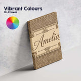 Personalised Name Brown Beige Layered Custom Modern Room Accent Creative Decorator Style Canvas Wall Art Print Decor Picture Ready to Hang