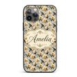 Cream Orchid Botanical Elegant Seamless Pattern Custom Name Protective Phone Case Mobile Cover Durable Everyday Smartphone Shock Resistant