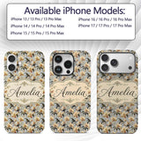 Cream Orchid Botanical Elegant Seamless Pattern Custom Name Protective Phone Case Mobile Cover Durable Everyday Smartphone Shock Resistant
