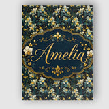 Personalised Name Dark Teal Orchid Floral Custom  Unique Gift Idea Elegant Feature Canvas Wall Art Print Decor Picture Ready to Hang
