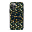 Dark Teal Orchid Floral Botanical Luxury Seamless Custom Name Protective Phone Case Mobile Cover Durable Everyday Smartphone Shock Resistant