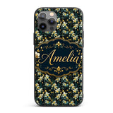 Dark Teal Orchid Floral Botanical Luxury Seamless Custom Name Protective Phone Case Mobile Cover Durable Everyday Smartphone Shock Resistant
