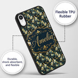 Dark Teal Orchid Floral Botanical Luxury Seamless Custom Name Protective Phone Case Mobile Cover Durable Everyday Smartphone Shock Resistant