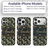 Dark Teal Orchid Floral Botanical Luxury Seamless Custom Name Protective Phone Case Mobile Cover Durable Everyday Smartphone Shock Resistant