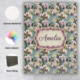 Personalised Name Soft Blue Orchid Floral Custom  Unique Gift Idea Elegant Feature Canvas Wall Art Print Decor Picture Ready to Hang