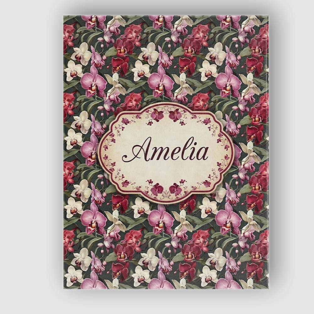 Personalised Name Deep Green Orchid Floral Custom  Unique Gift Idea Elegant Feature Canvas Wall Art Print Decor Picture Ready to Hang
