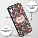 Deep Green Orchid Floral Vintage Luxury Seamless Custom Name Protective Phone Case Mobile Cover Durable Everyday Smartphone Shock Resistant