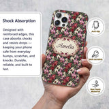 Deep Green Orchid Floral Vintage Luxury Seamless Custom Name Protective Phone Case Mobile Cover Durable Everyday Smartphone Shock Resistant