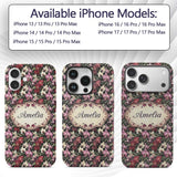 Deep Green Orchid Floral Vintage Luxury Seamless Custom Name Protective Phone Case Mobile Cover Durable Everyday Smartphone Shock Resistant