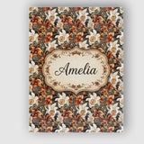 Personalised Name Warm Brown Orchid Floral Custom  Unique Gift Idea Elegant Feature Canvas Wall Art Print Decor Picture Ready to Hang
