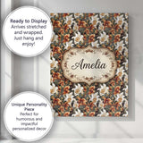 Personalised Name Warm Brown Orchid Floral Custom  Unique Gift Idea Elegant Feature Canvas Wall Art Print Decor Picture Ready to Hang