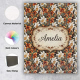 Personalised Name Warm Brown Orchid Floral Custom  Unique Gift Idea Elegant Feature Canvas Wall Art Print Decor Picture Ready to Hang