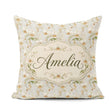 Custom Name Cream Orchid Floral Minimal Elegant Seamless Pattern Square Filled Cushion Throw Pillow Sofa Bed Home Decor Zip Washable UK Made