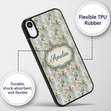 Muted Sage Orchid Floral Vintage Texture Seamless Custom Name Protective Phone Case Mobile Cover Durable Everyday Smartphone Shock Resistant