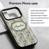 Muted Sage Orchid Floral Vintage Texture Seamless Custom Name Protective Phone Case Mobile Cover Durable Everyday Smartphone Shock Resistant