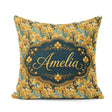 Custom Name Golden Yellow Orchid Artistic Seamless Pattern Name Square Filled Cushion Throw Pillow Sofa Bed Home Decor Zip Washable UK Made