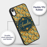 Golden Yellow Orchid Floral Artistic Seamless Custom Name Protective Phone Case Mobile Cover Durable Everyday Smartphone Shock Resistant