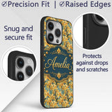 Golden Yellow Orchid Floral Artistic Seamless Custom Name Protective Phone Case Mobile Cover Durable Everyday Smartphone Shock Resistant