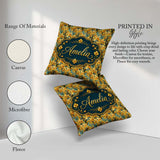 Custom Name Golden Yellow Orchid Artistic Seamless Pattern Name Square Filled Cushion Throw Pillow Sofa Bed Home Decor Zip Washable UK Made