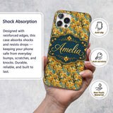 Golden Yellow Orchid Floral Artistic Seamless Custom Name Protective Phone Case Mobile Cover Durable Everyday Smartphone Shock Resistant
