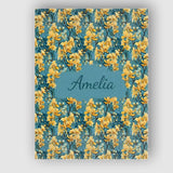 Personalised Name Golden Yellow Floral Custom  Modern Room Accent Elegant Feature Canvas Wall Art Print Decor Picture Ready to Hang